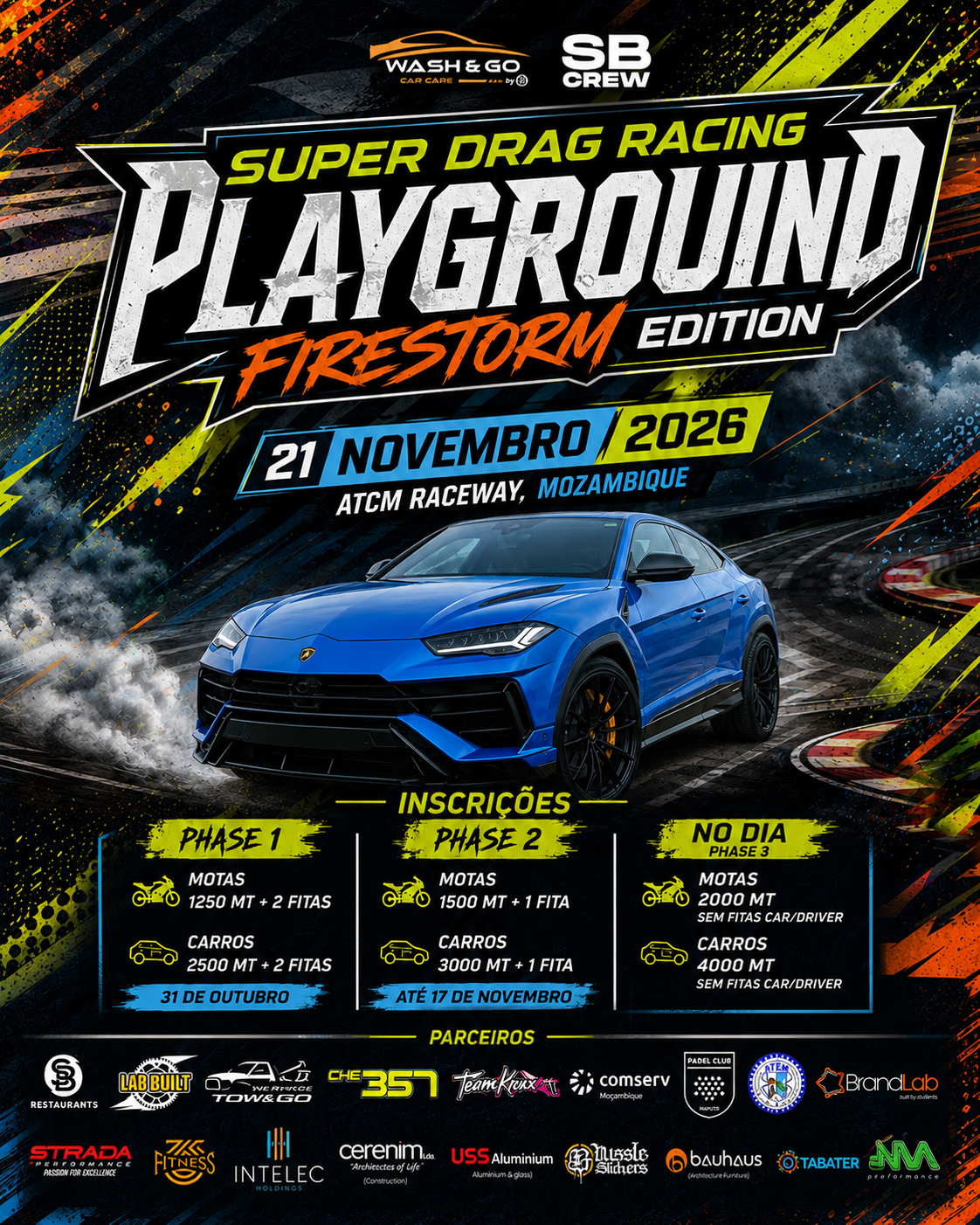 Super Drag Racing — Firestorm Edition, inscrições (cartaz)